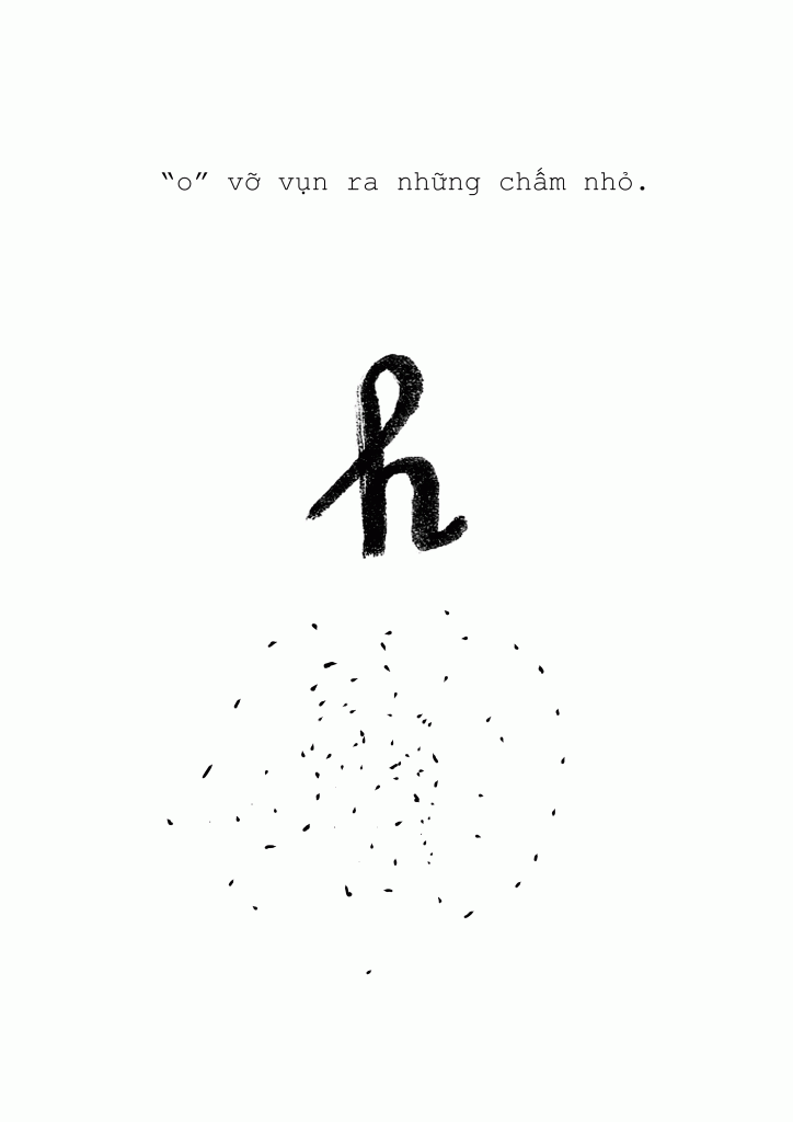 “o” broke up into many little dots.