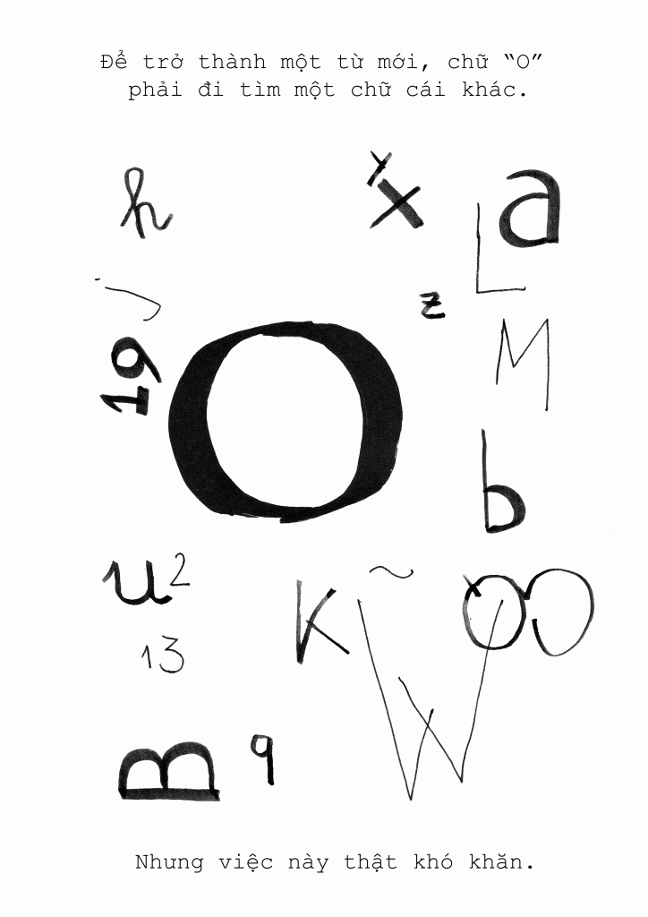 But in order to become a word, the letter “o” had to find another letter to pair up with. It was so difficult. 