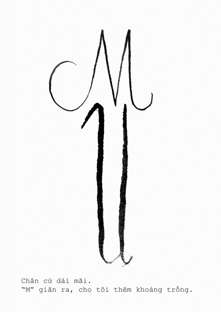 My legs kept growing. “M” extended, giving me more space.